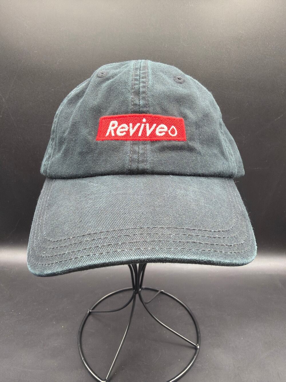 Reviveo Logo Dad Hat Black Adjustable Strapback Cotton Cap Embroidered Adult